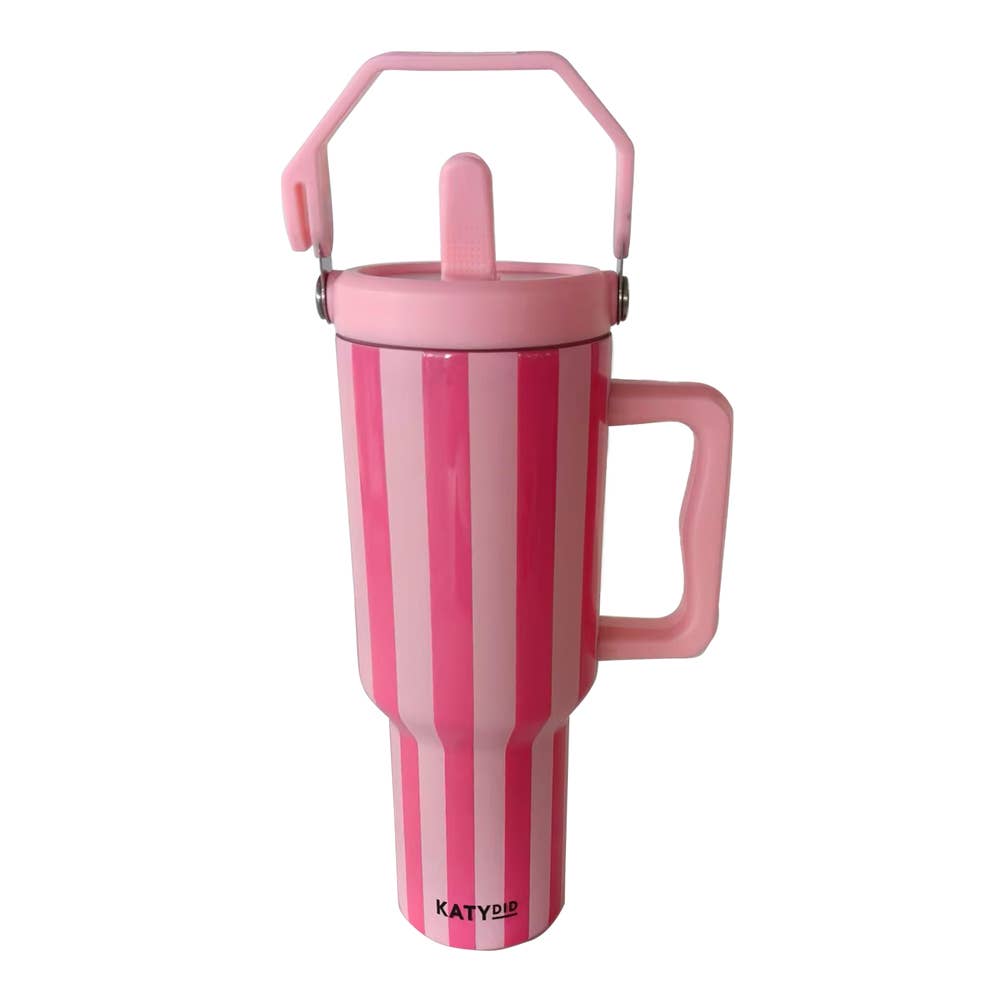 Pink and Hot Pink Striped 38 Oz Tumbler