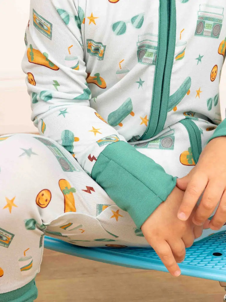 Roll with It Skateboard Bamboo Convertible Baby Pajamas