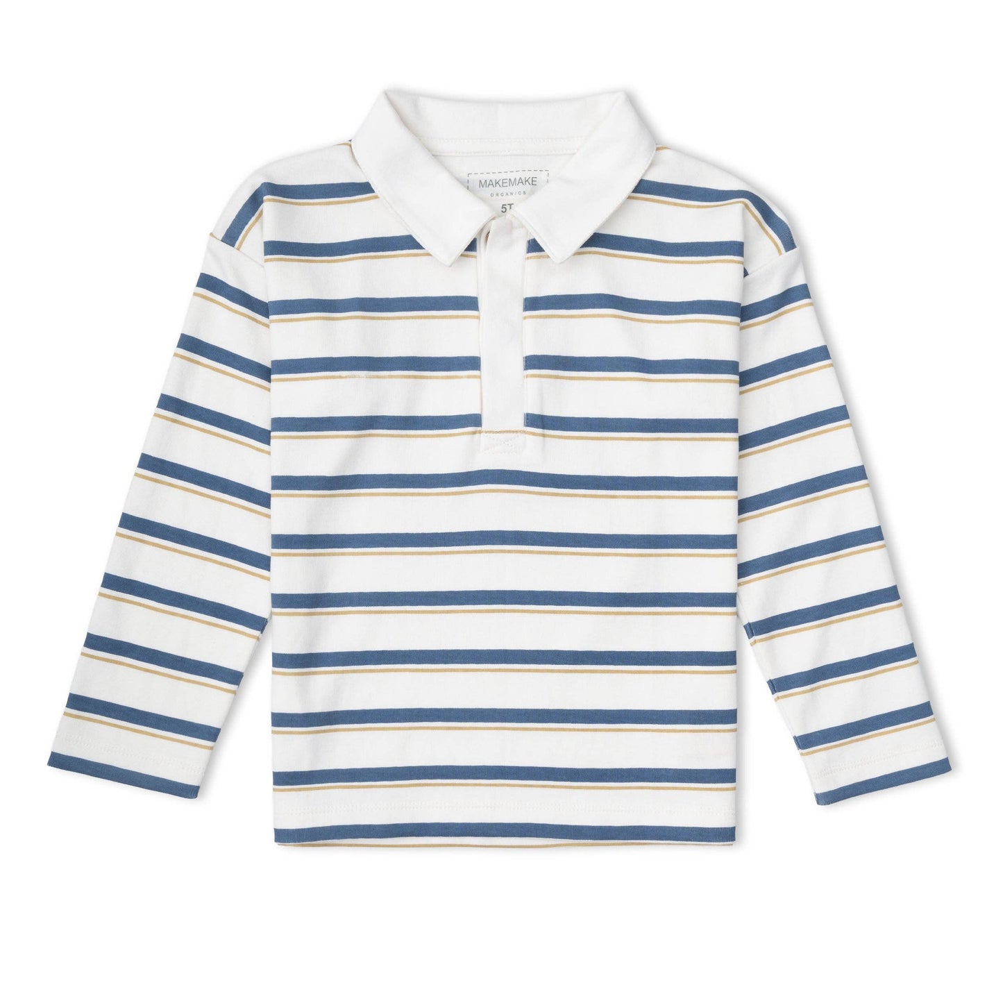 Organic Long Sleeve Polo - Navy Stripe