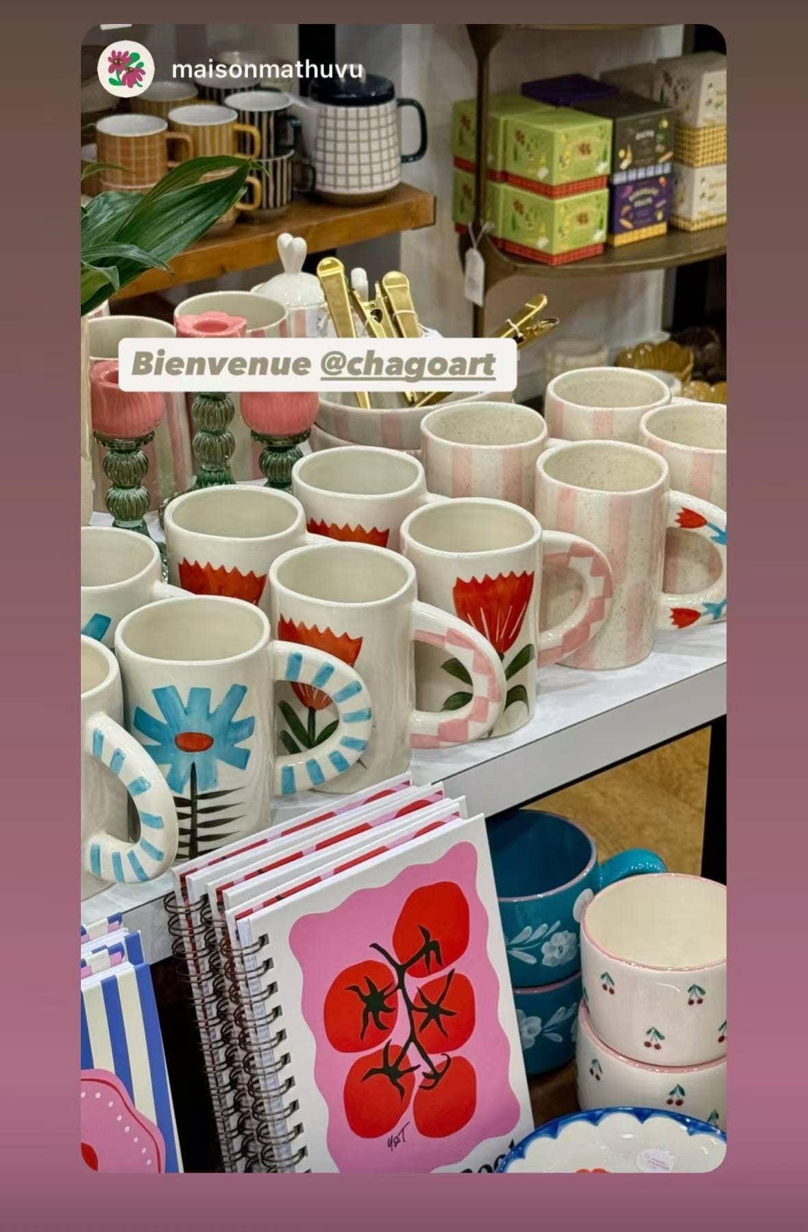 Ceramic Coffee Mug- Pink Stripes