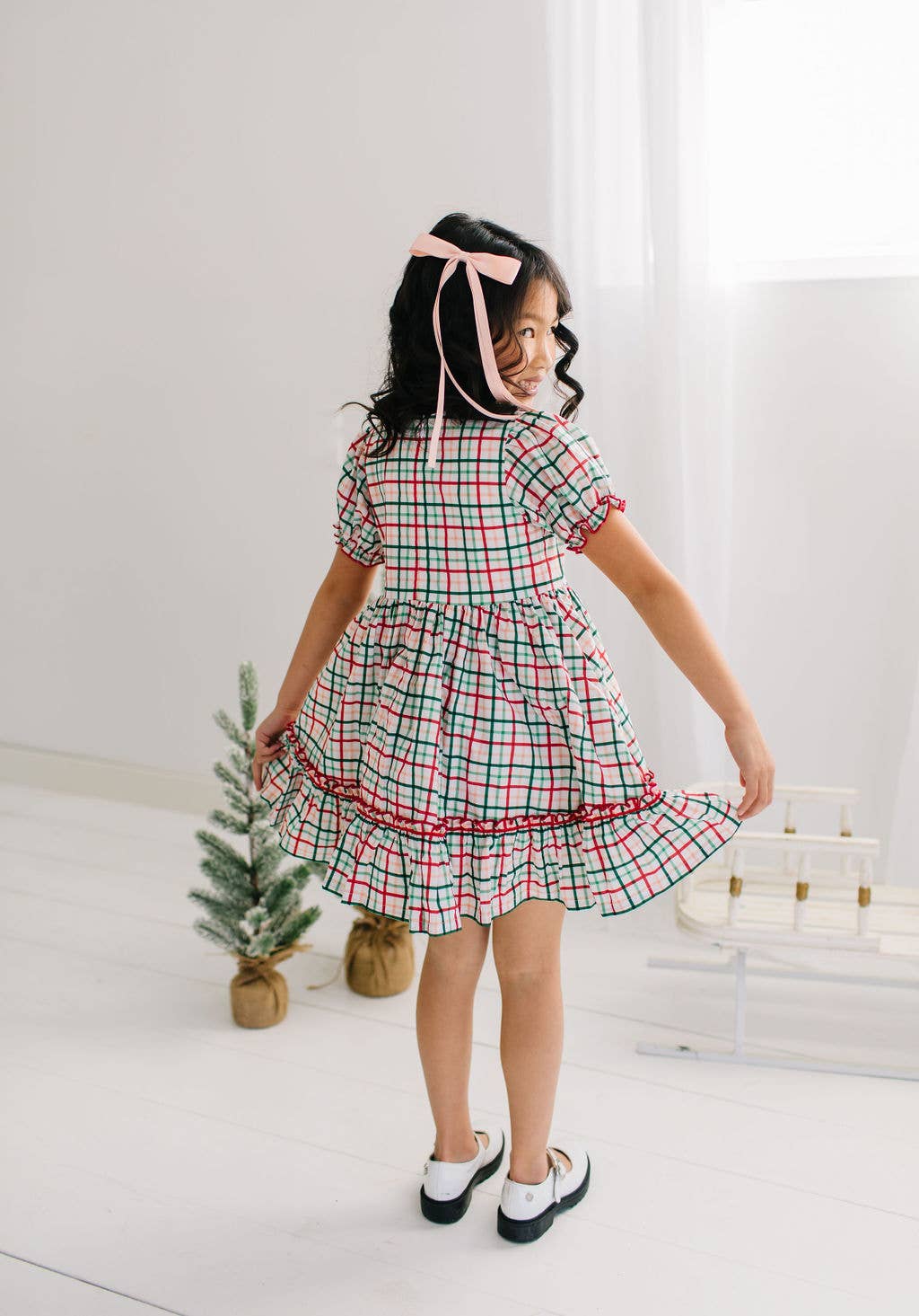 Aura Poplin Dress- Holiday Plaid