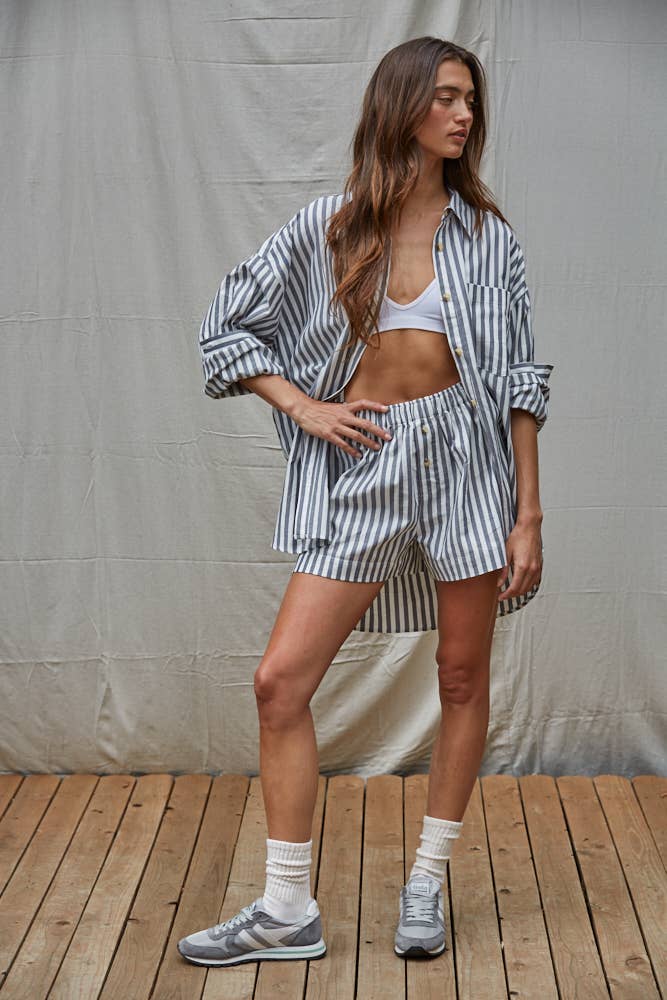 Striped Wide Leg Shorts