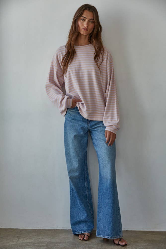 Striped Ribbed Crew Neck Long Sleeve