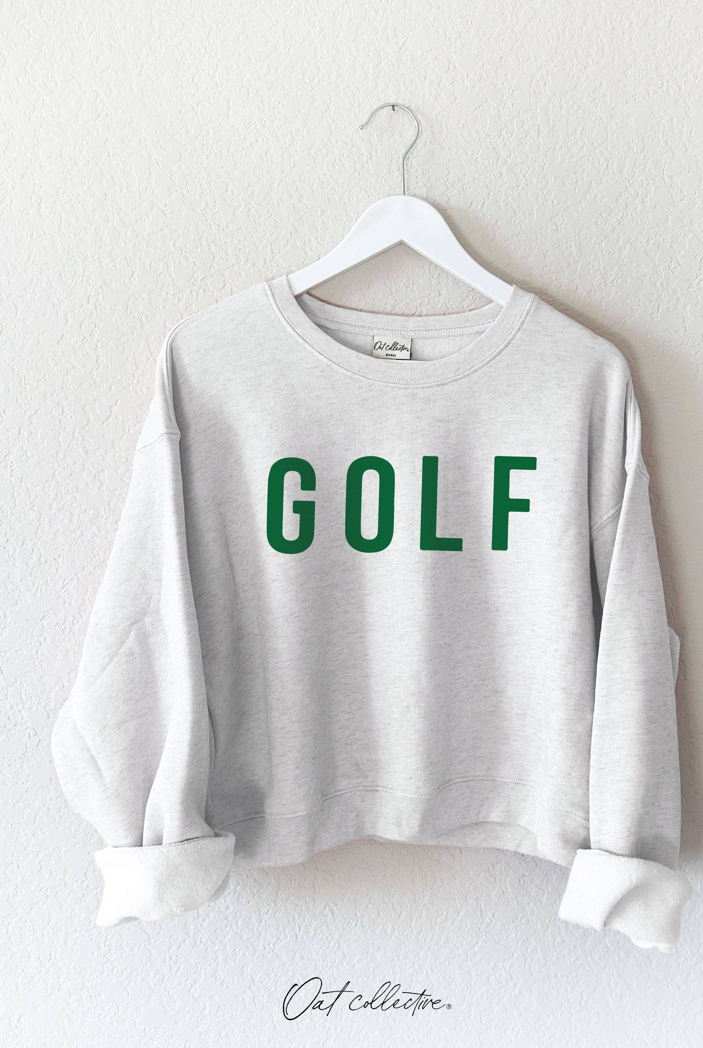 Golf Mid length Cropped Graphic Fleece Pullover Relaxed Fit.