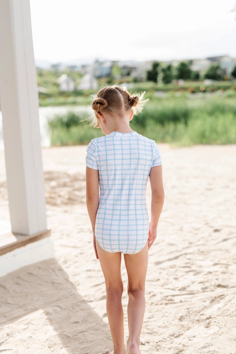 Zoey Swim in Blue Picnic | Upf 50 Swimwear - Lulie