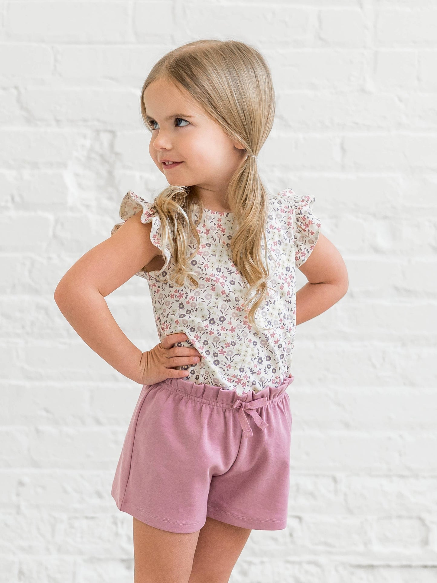Organic Kids Fay Ruffle Waist Shorts - Punch