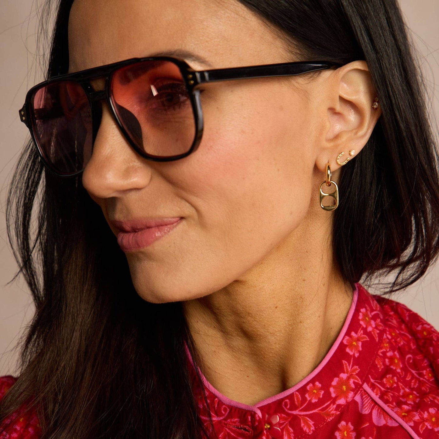 Gold Soda Tab Huggie Earrings