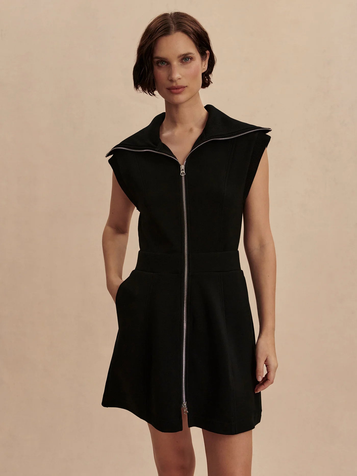 Rebecca Zip-Through Dress- Black