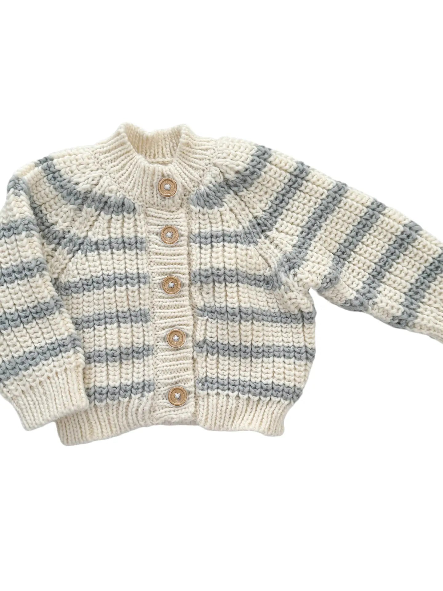 Rib Knit Stripe Cardigan- Bowie Grey