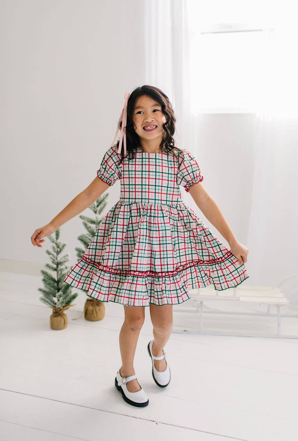 Aura Poplin Dress- Holiday Plaid