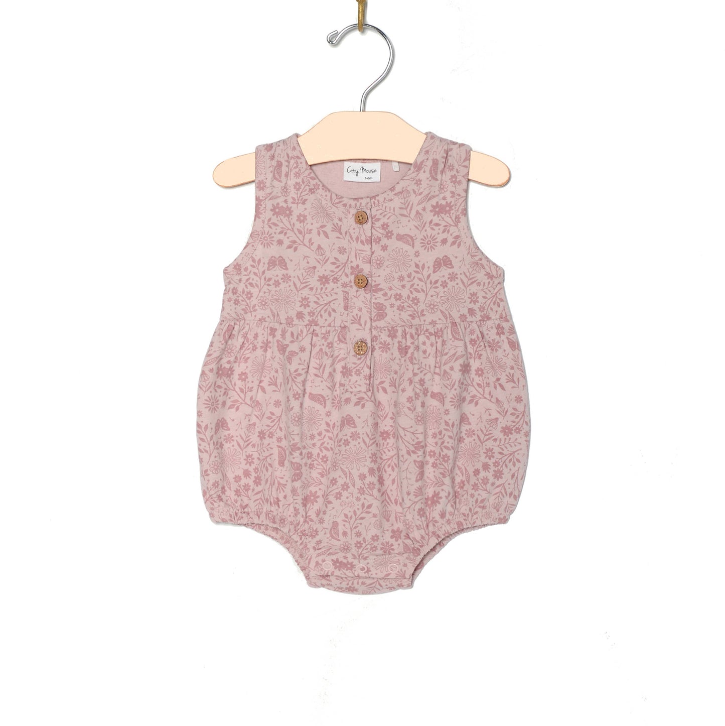 Button Front Romper- Birds and Butterflies