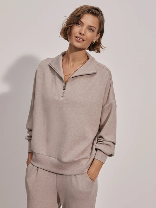Hawley Half Zip Sweat- Taupe Marl