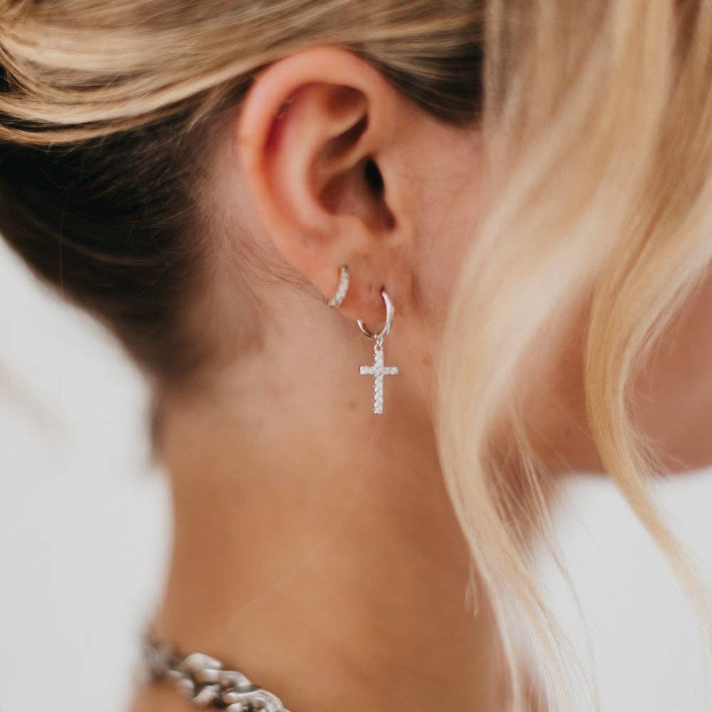 Taryn Diamond Cross Earrings - Waterproof