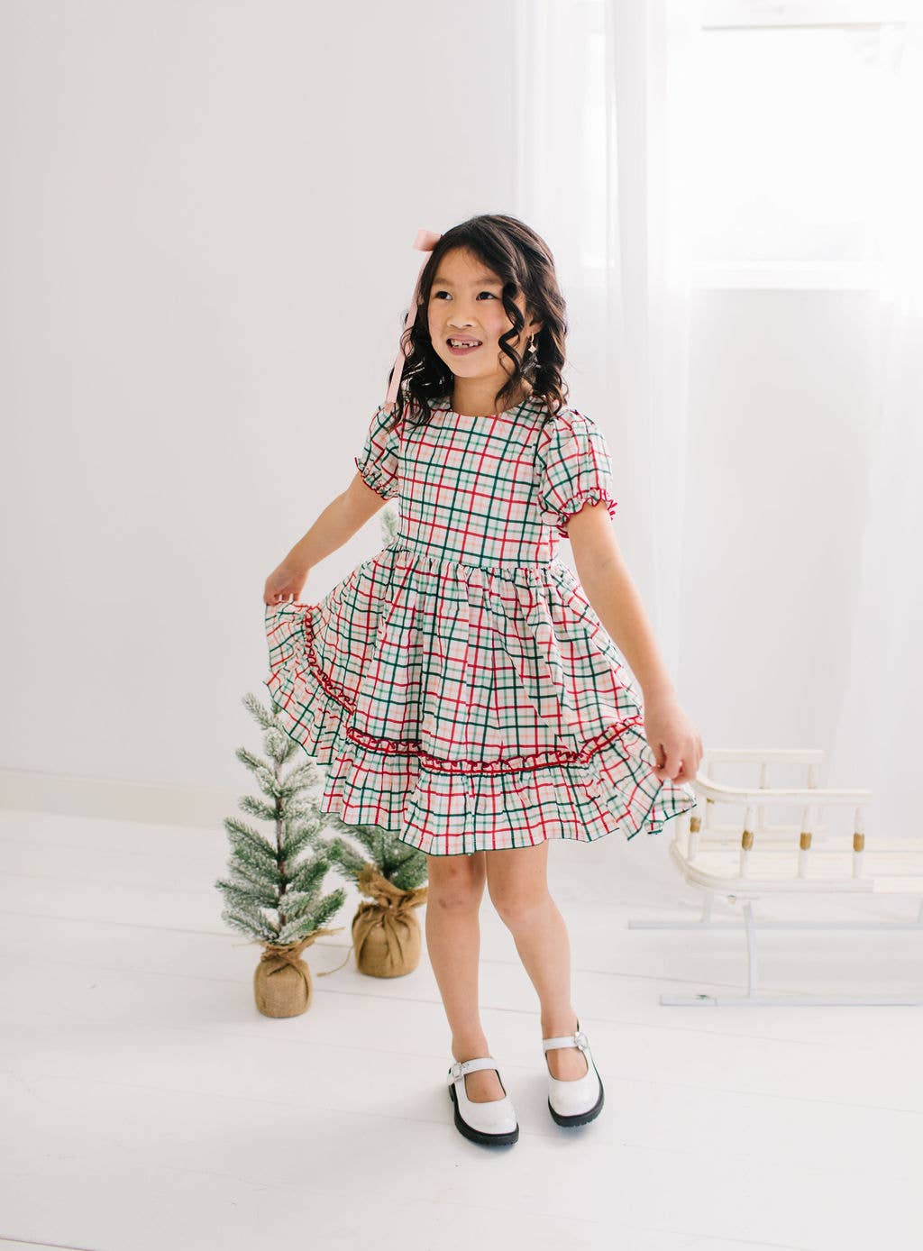 Aura Poplin Dress- Holiday Plaid