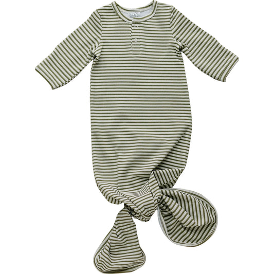 Olive Stripe Knot Gown - Lulie