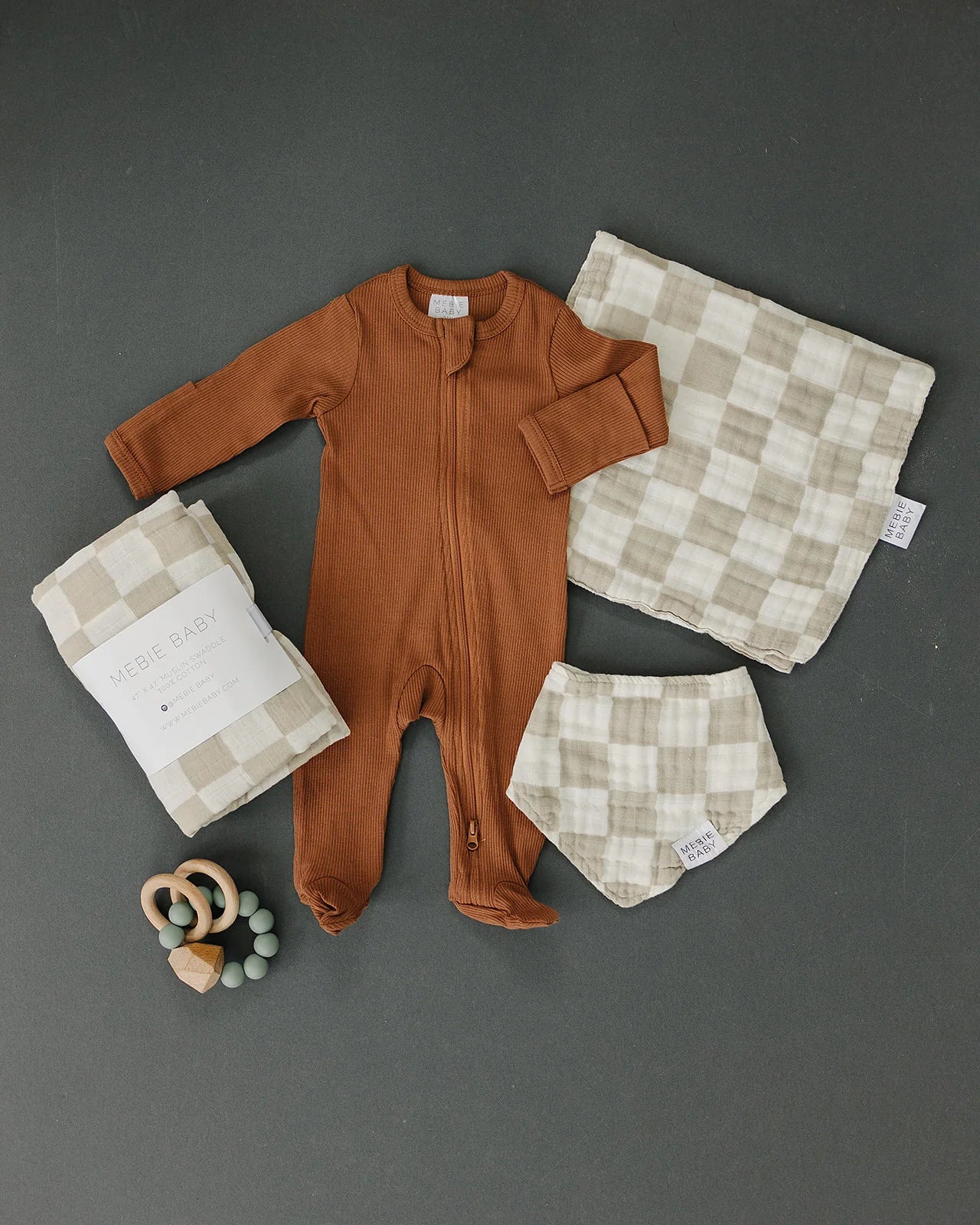 Taupe Checkered Bib - Lulie