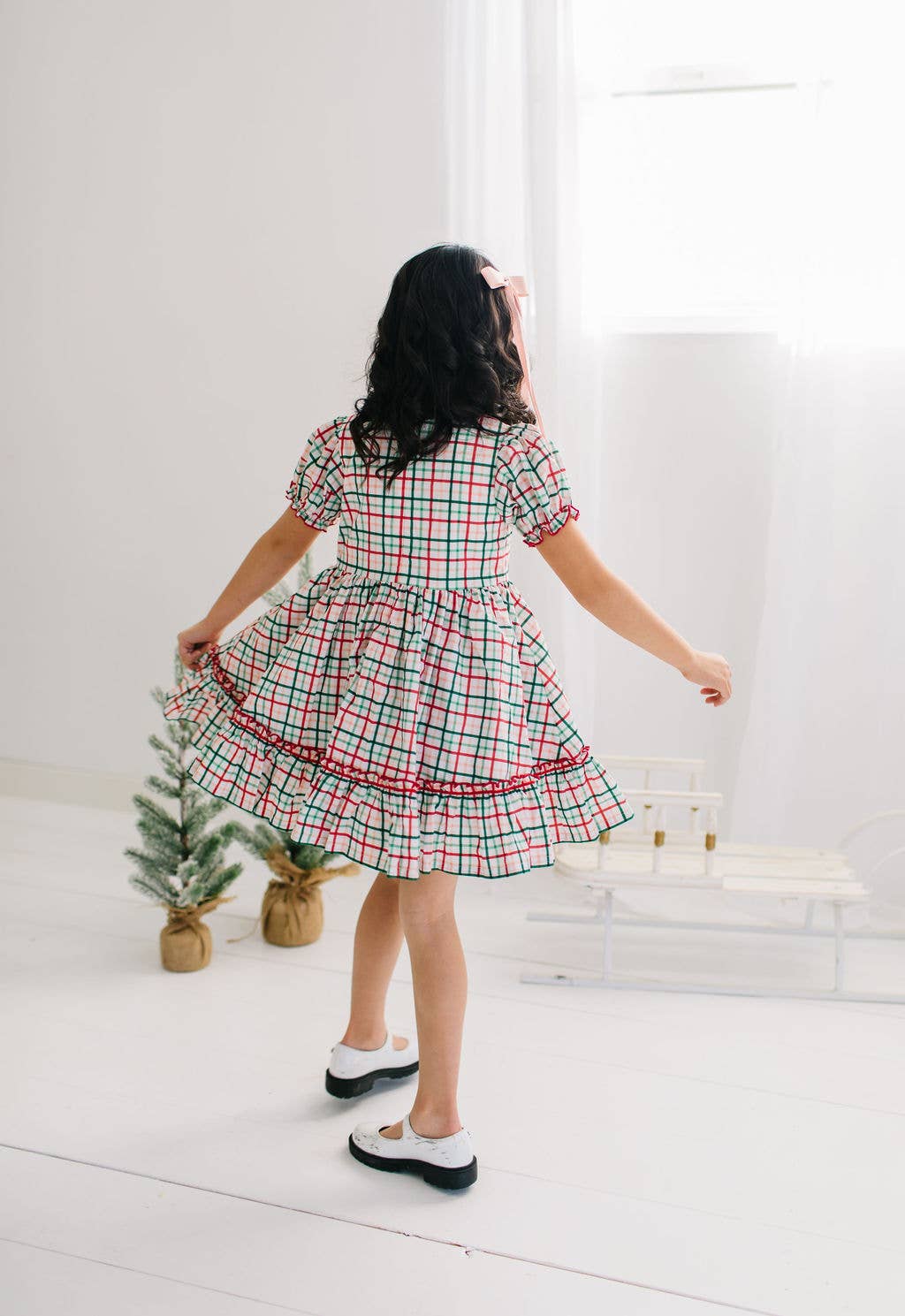 Aura Poplin Dress- Holiday Plaid