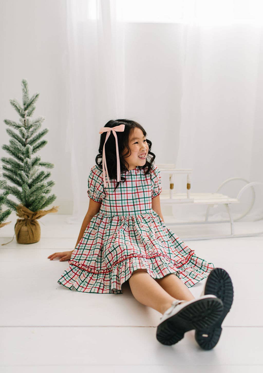 Aura Poplin Dress- Holiday Plaid