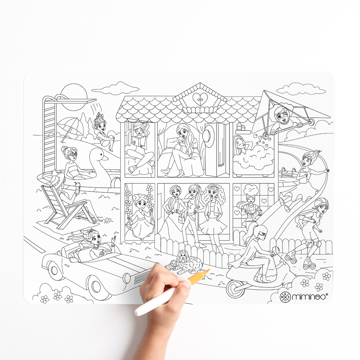 Silicone Reusable Coloring Mat set Kids - Girls Dreamworld