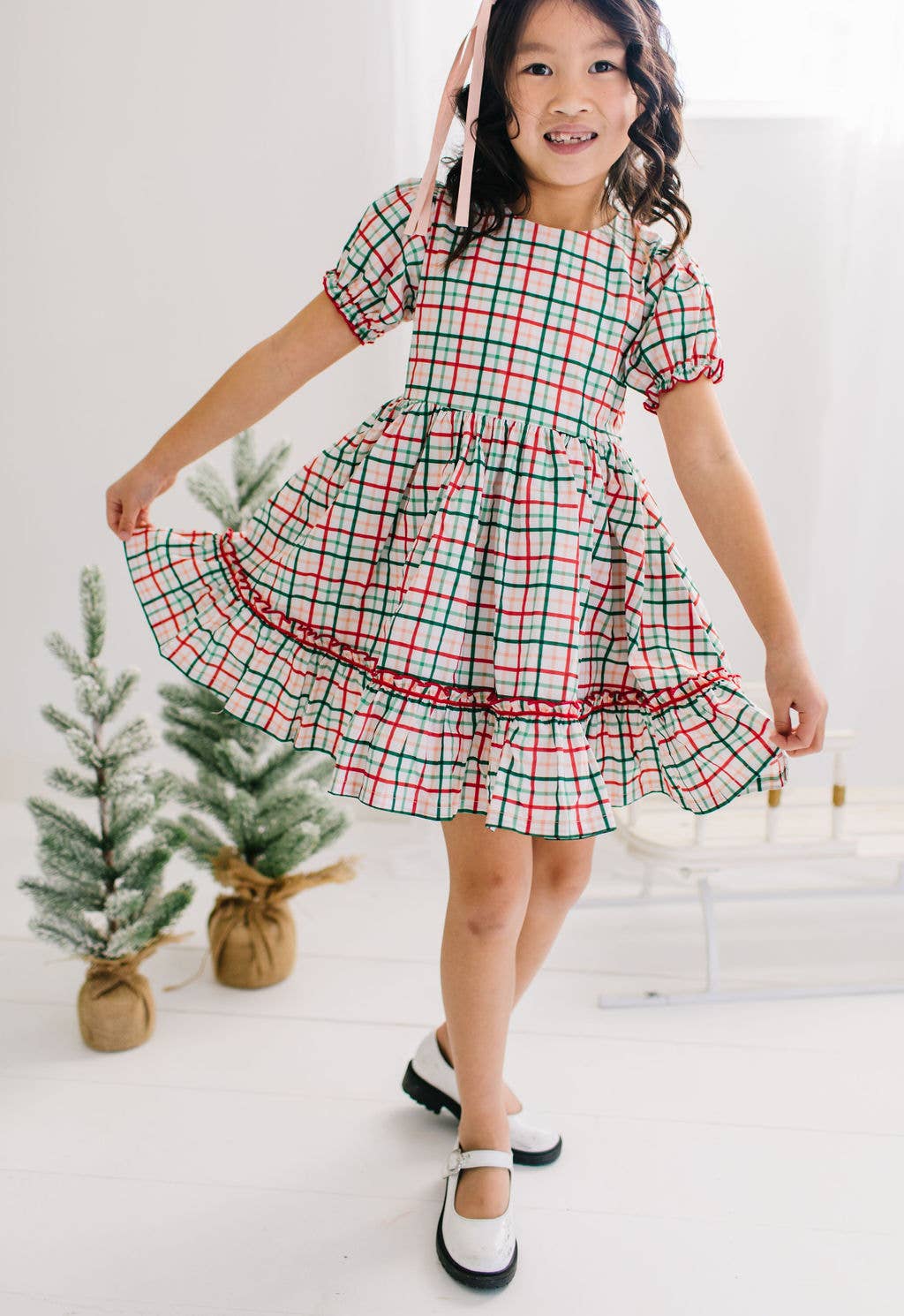 Aura Poplin Dress- Holiday Plaid