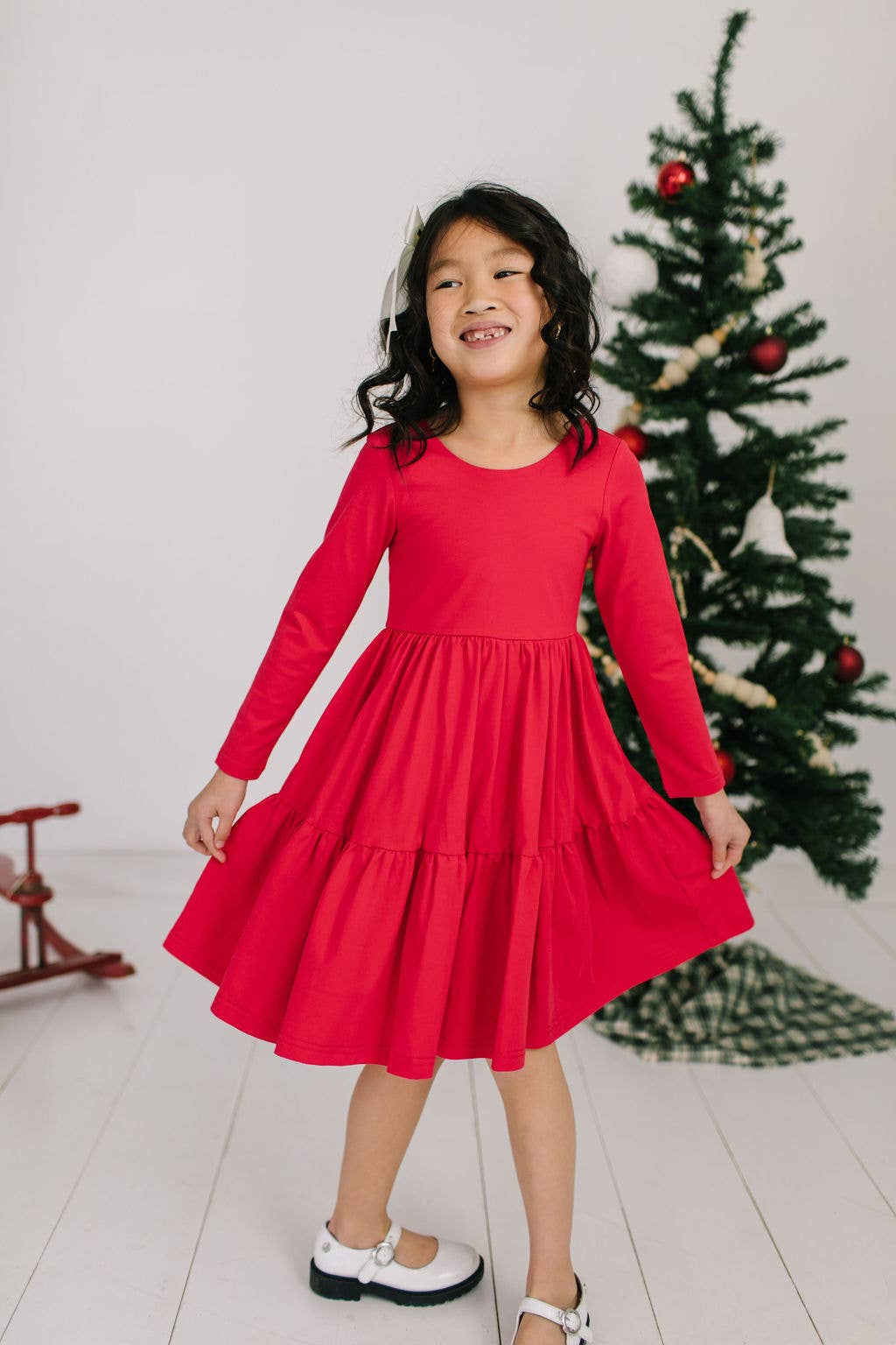 Gwendolyn Ruffle Dress- Scarlet