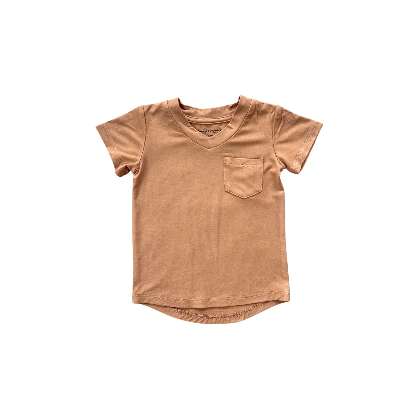 Kid's V-Neck Pocket Tee- Toffee