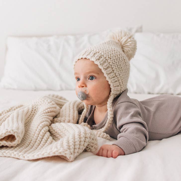 Natural Garter Stitch Knit Bonnet Baby & Kids