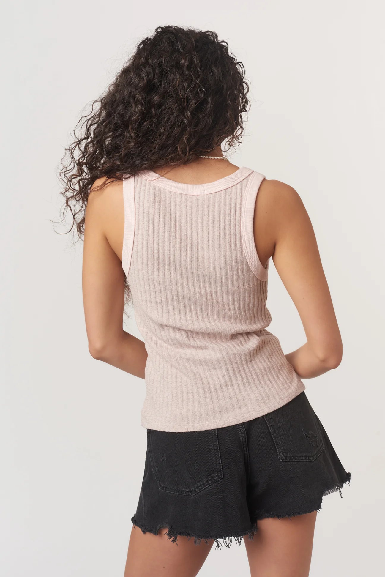 Cooper Sweater Rib Tank- Cameo Rose