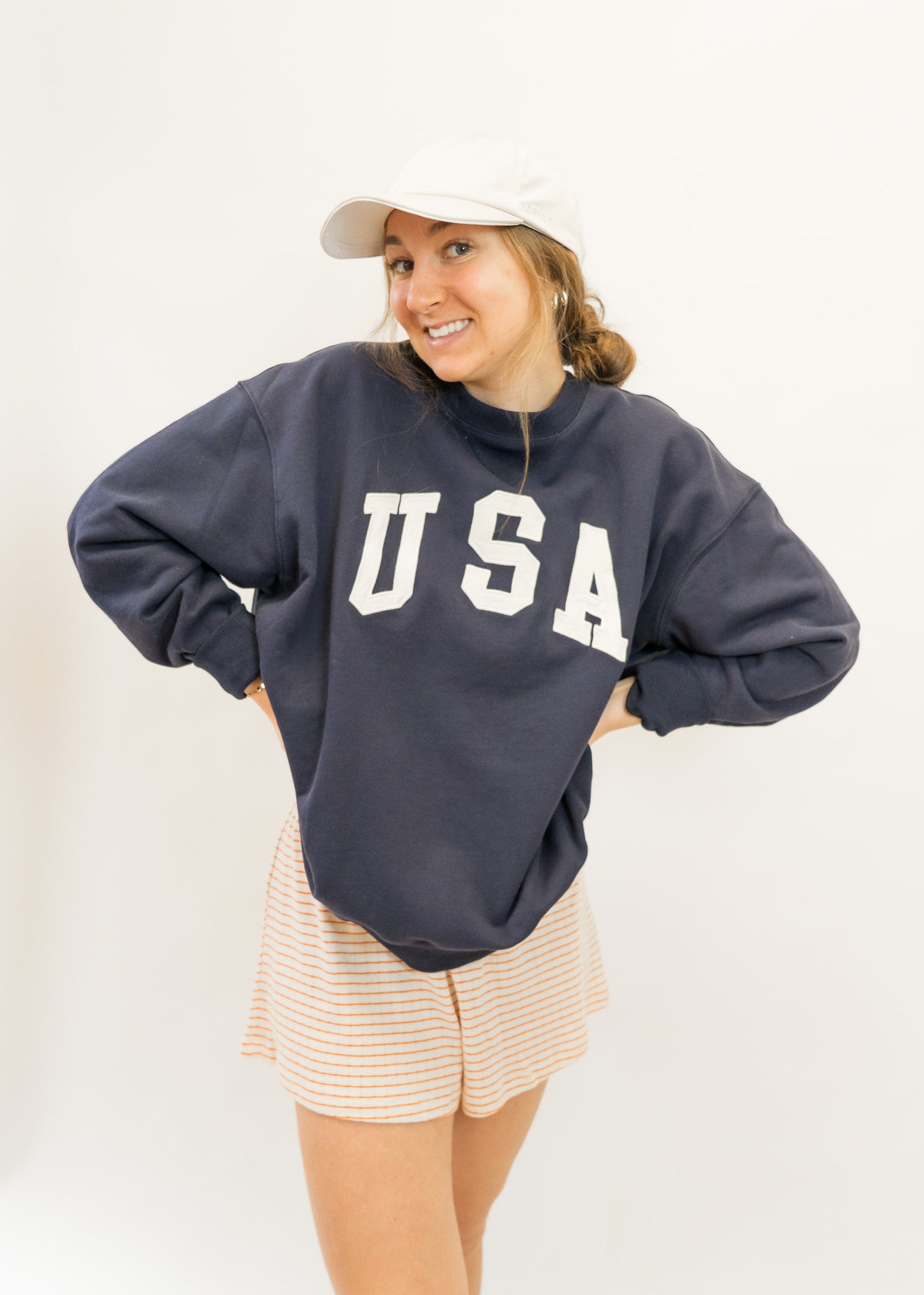 Cotton French Terry Crew Neck USA Pullover
