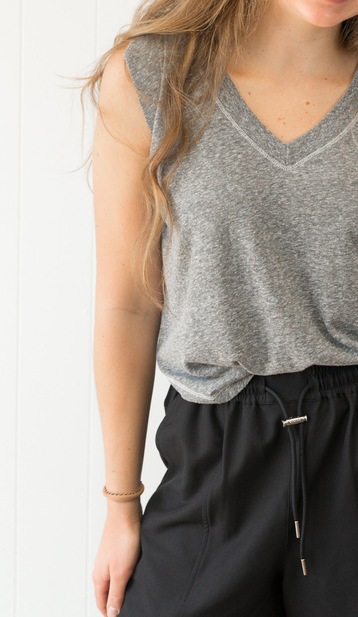 Rue V-Neck Tank- Heather Grey