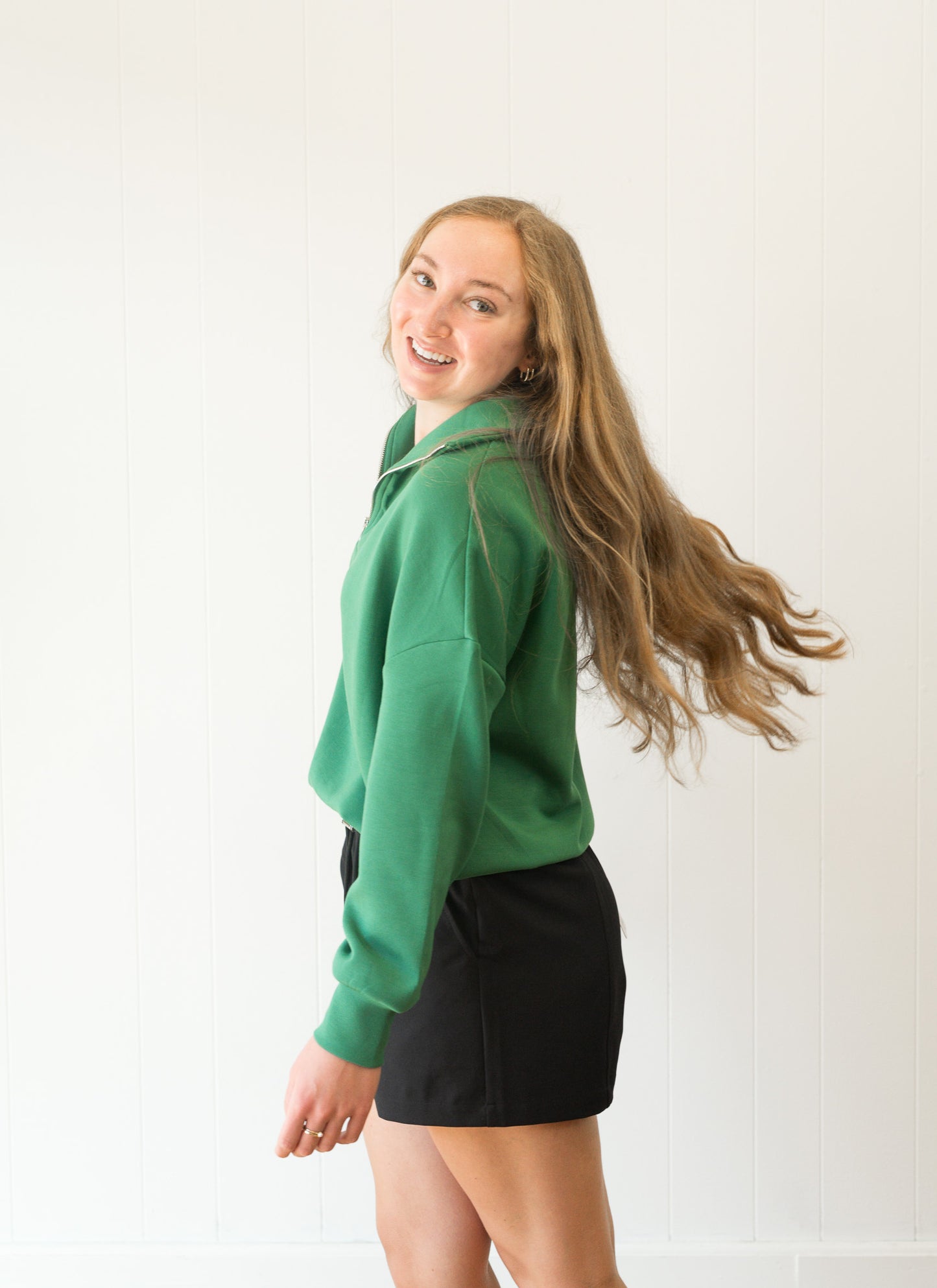 Hawley Half Zip Sweat- Verdant Green