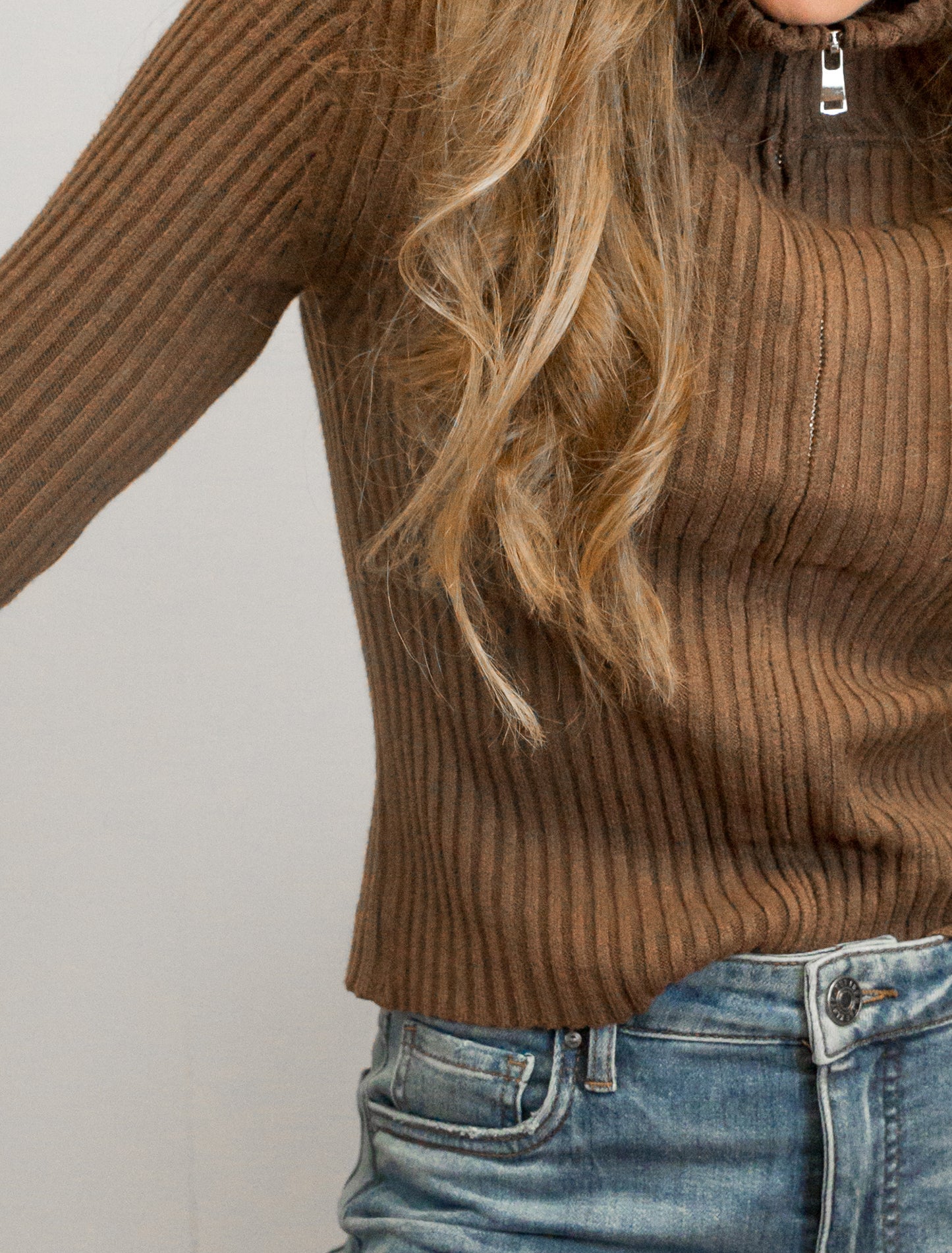 Matt Zip Up Cardigan- Chocolate