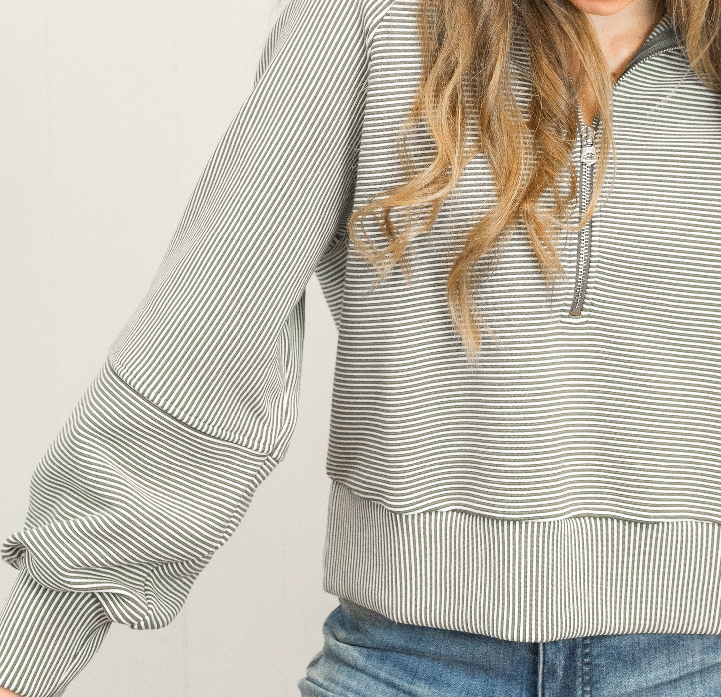 Milano Half-Zip Sweat 2.0- Thyme / Egret
