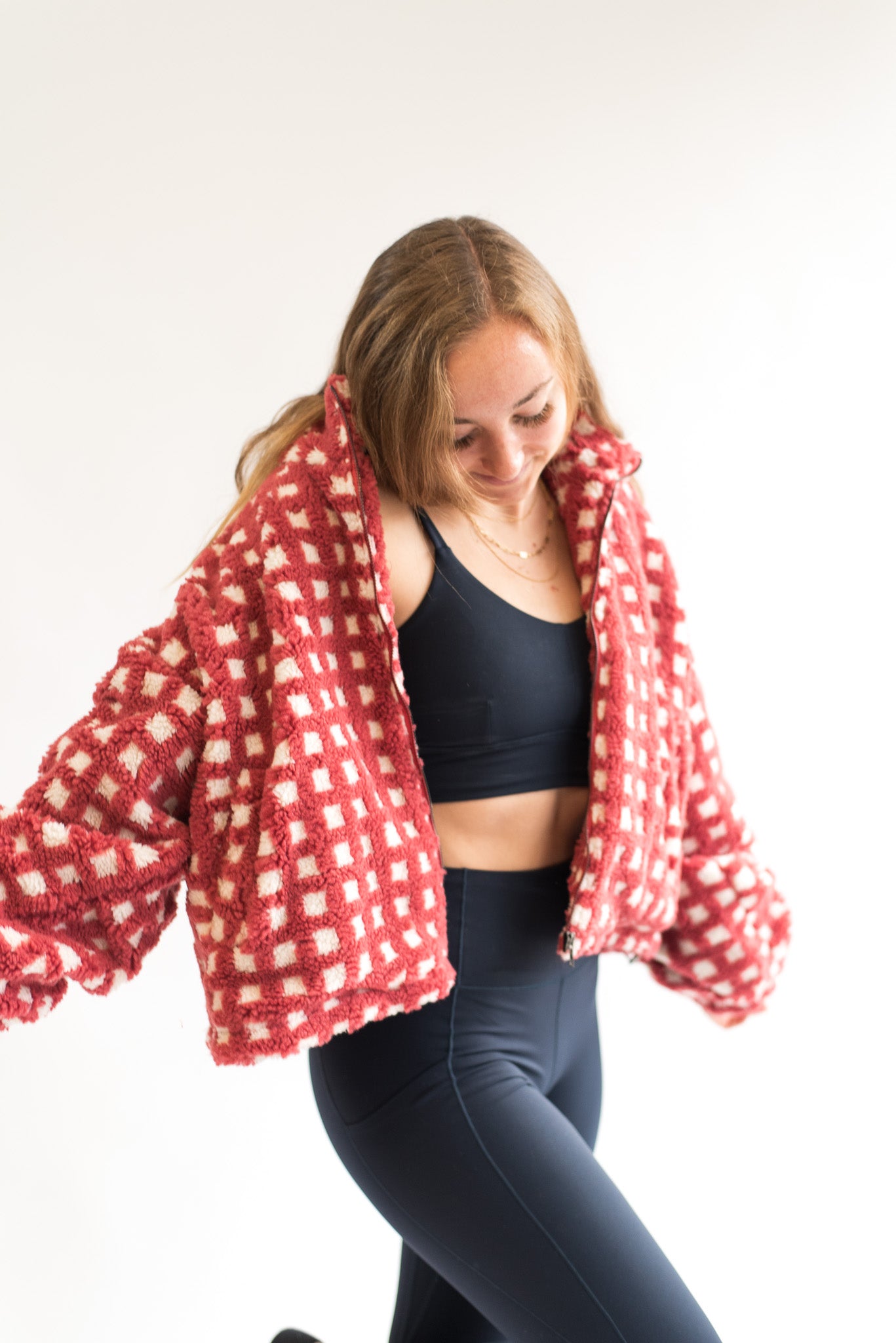 Fuzzy Sherpa Jacket- Red