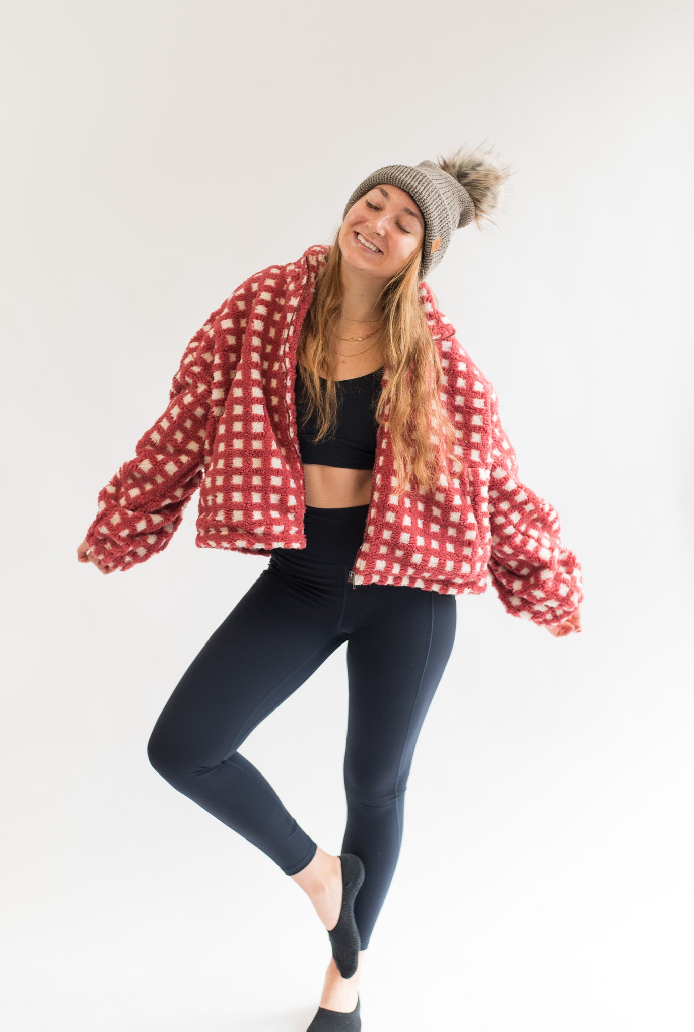 Fuzzy Sherpa Jacket- Red