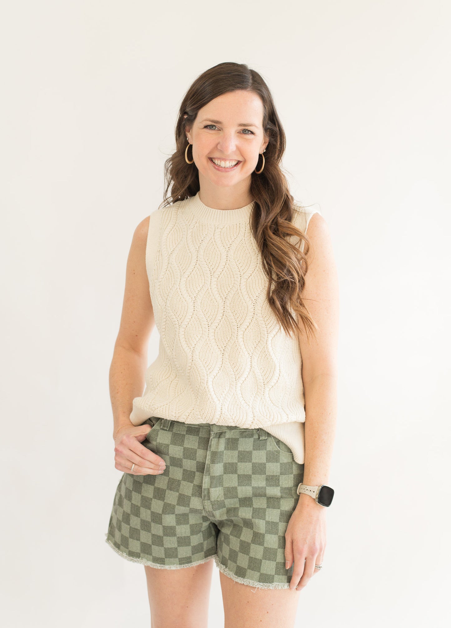 High Waisted Checkered Shorts