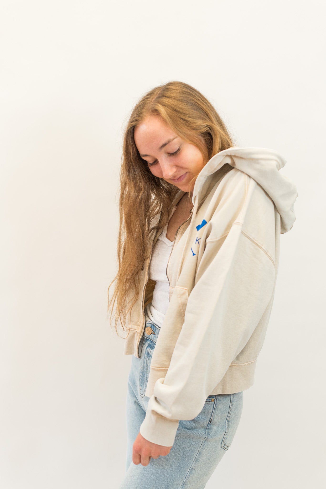 Lake Cropped Mineral Zipper Hooded Pullover