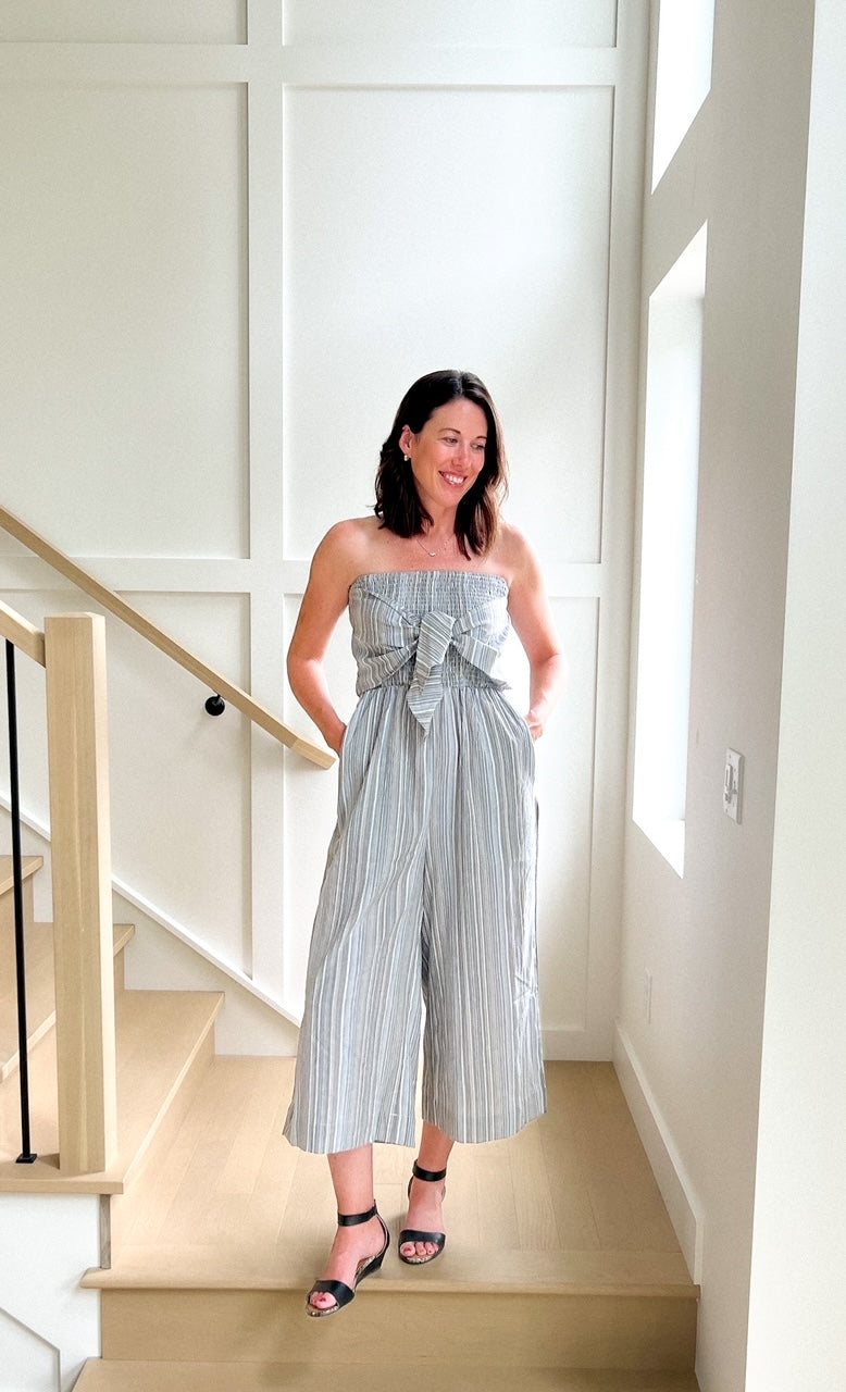 Elvia Tie Front Stripe Jumpsuit