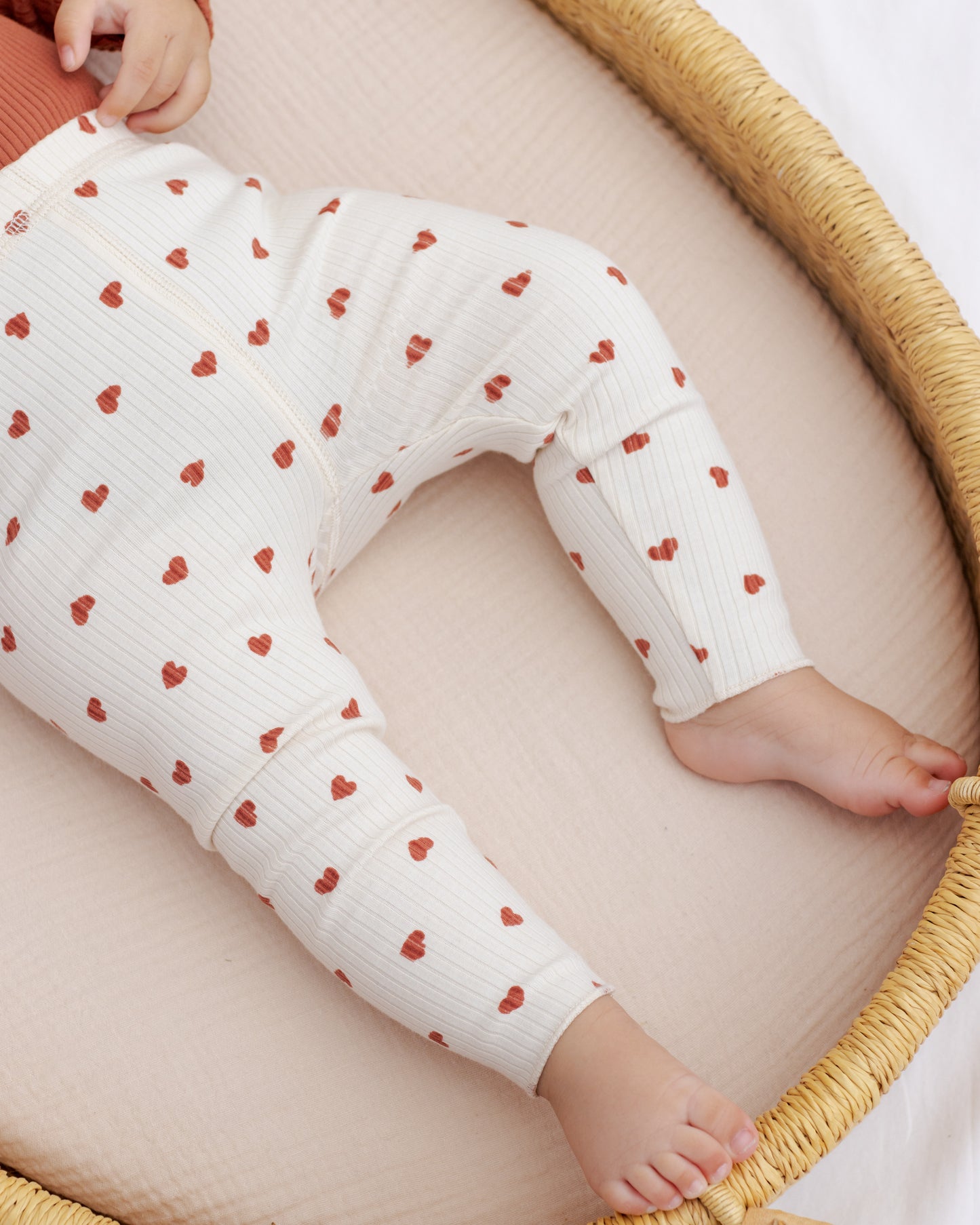 Side Snap Bodysuit + Legging Set - Red Hearts