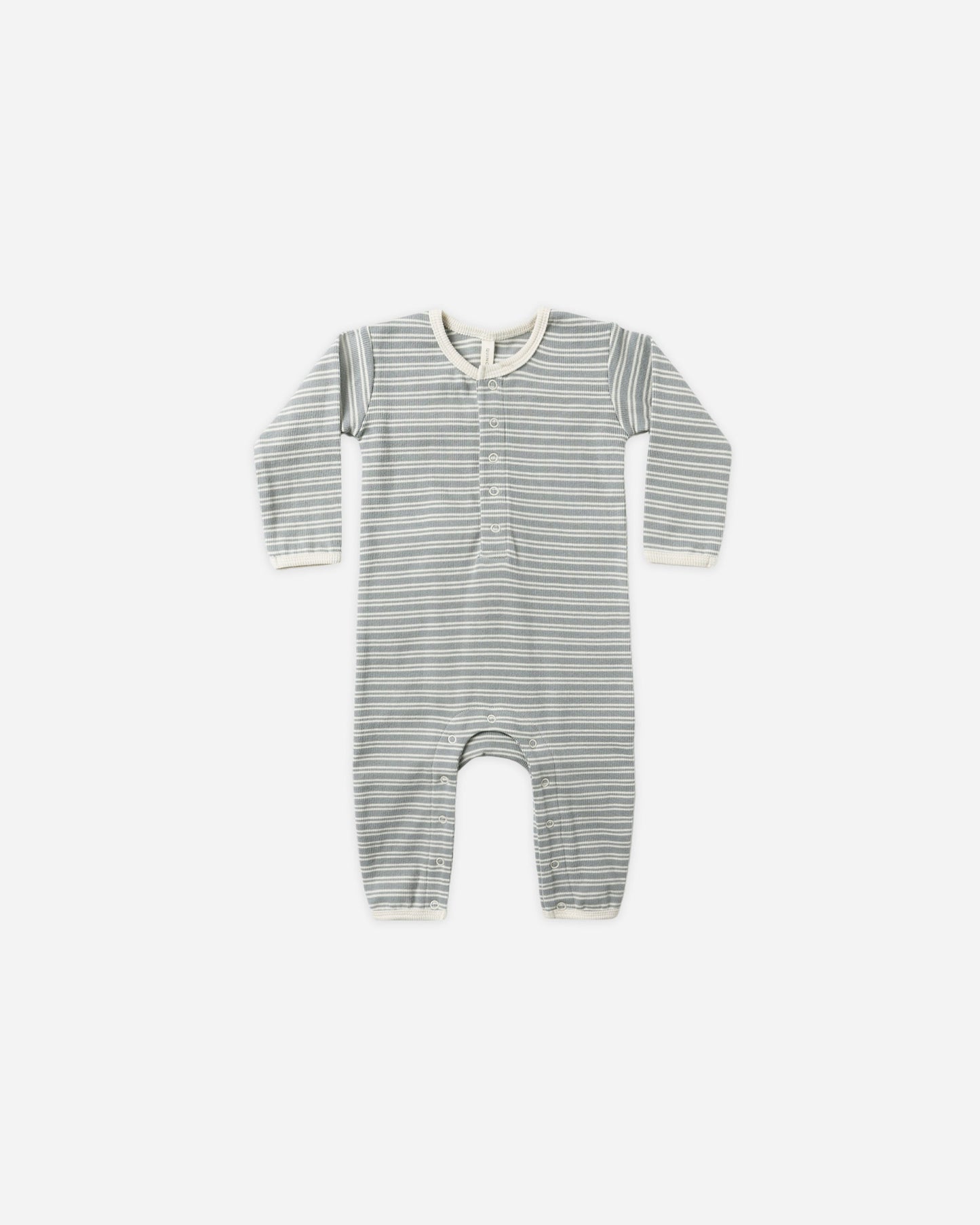 Ribbed Baby Jumpsuit- Steel Blue Micro Stripe