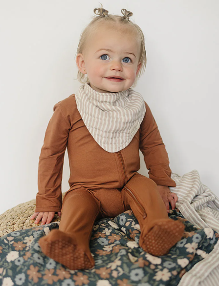 Taupe Stripe Muslin Bib