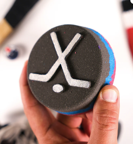 Hockey Puck Bath Bomb with Shoe Charm