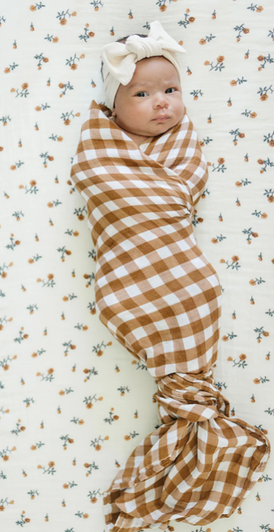 Gingham Muslin Swaddle Blanket