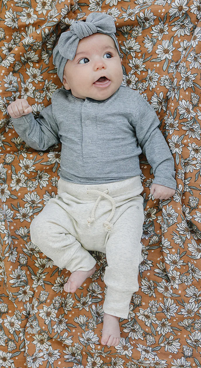 Heather Grey Ribbed Bamboo Head Wrap