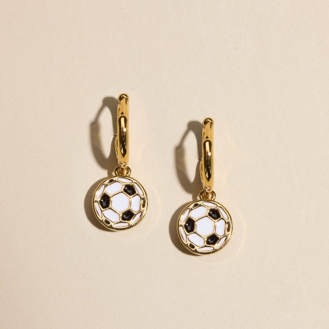 Soccer Ball Huggie Earrings