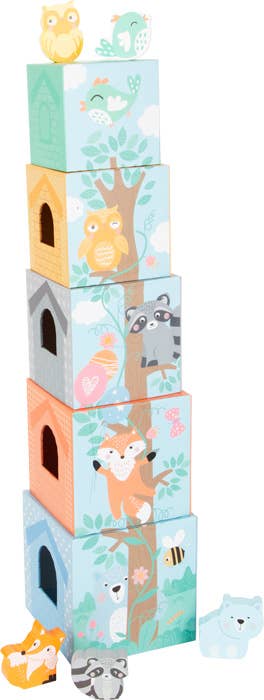 Small Foot Wooden Toys Pastel Animals Stacking Tower