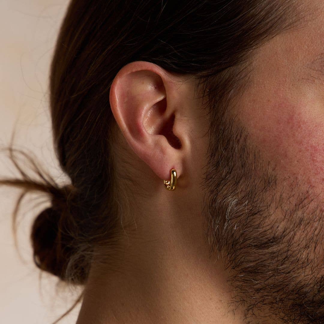 Gold Waterproof Square Huggie Earrings