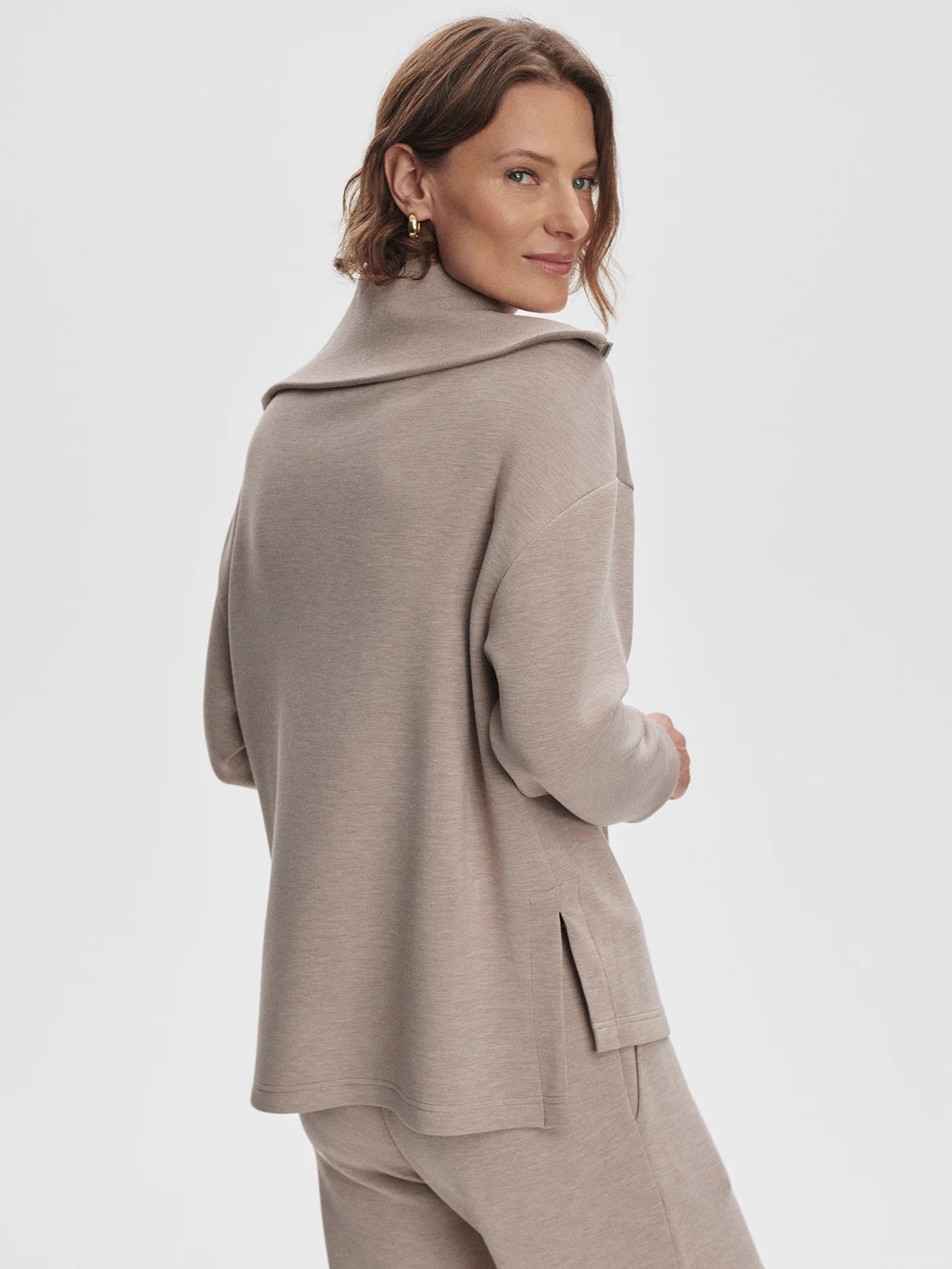 Larson Half Zip Sweat- Taupe Marl