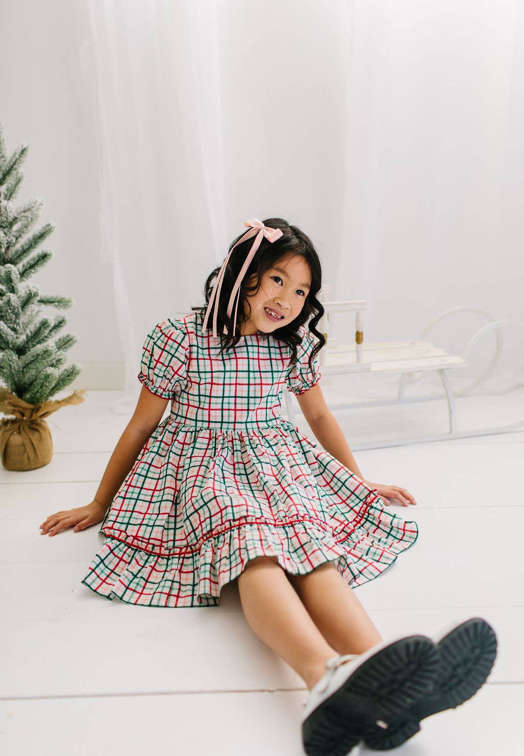Aura Poplin Dress- Holiday Plaid