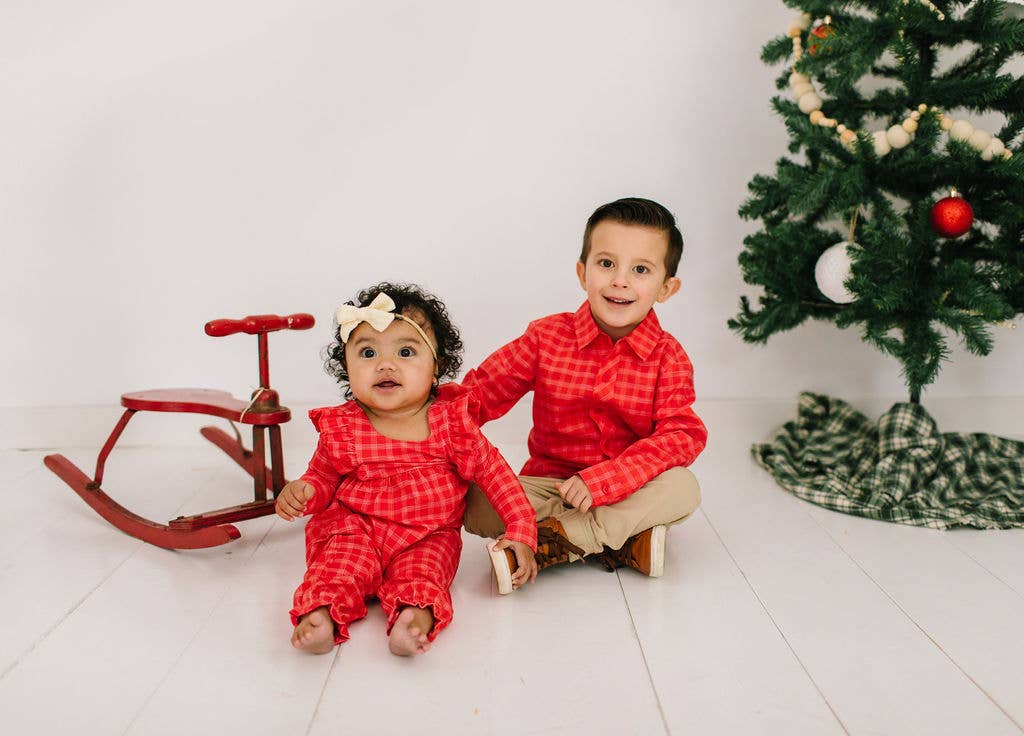 Mabel Romper- Red Picnic Plaid